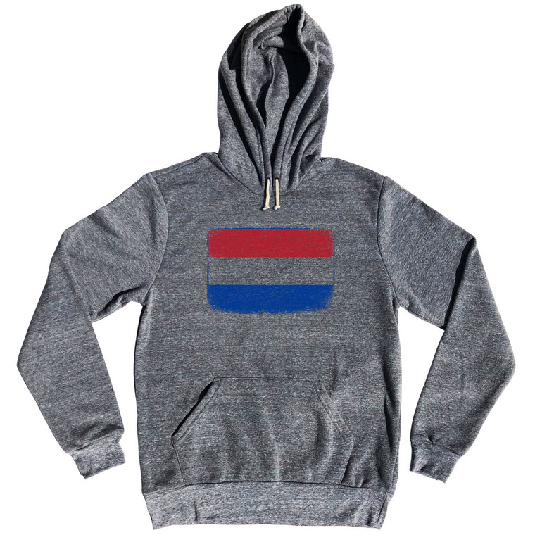 Netherlands Country Flag Tri-Blend Hoodie - Athletic Grey
