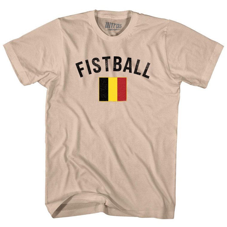 Belgium Fistball Country Flag Adult Cotton T-shirt - Creme