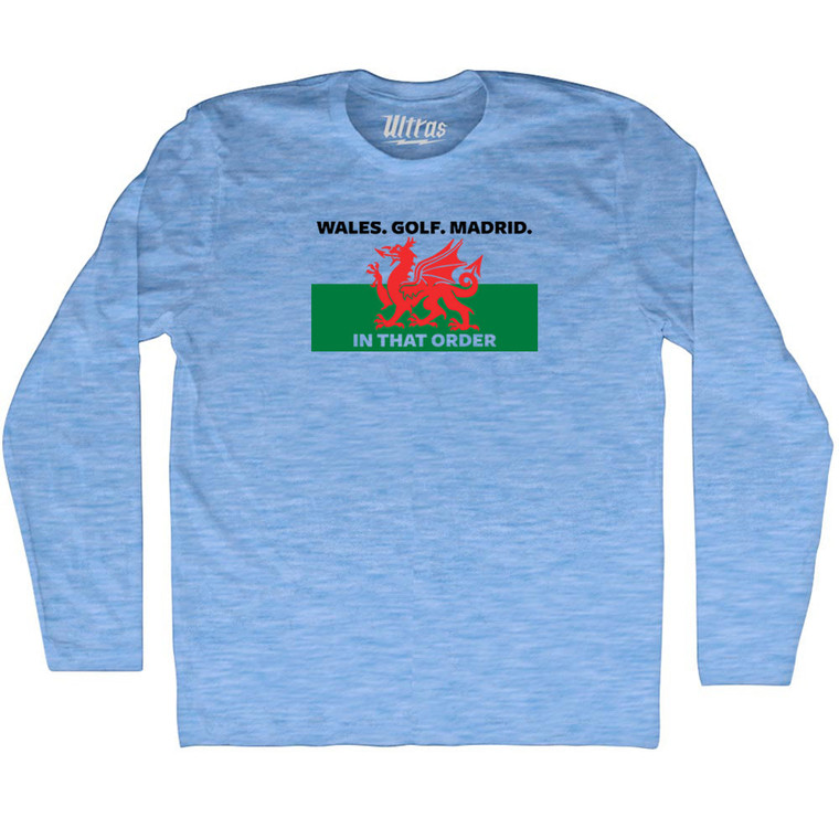 Wales Golf Madrid Adult Tri-Blend Long Sleeve T-shirt - Athletic Blue