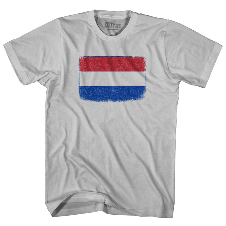 Netherlands Country Flag Adult Cotton T-shirt - Cool Grey