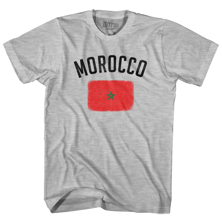 Morocco Country Flag Heritage Adult Cotton T-shirt - Grey Heather