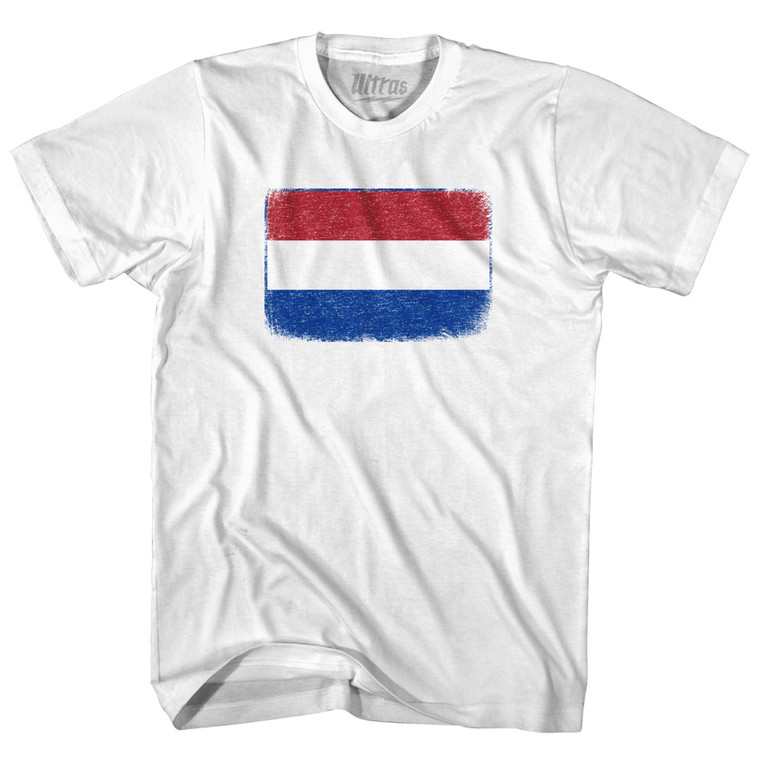 Netherlands Country Flag Adult Cotton T-shirt - White