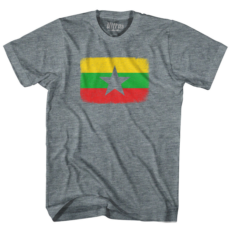 Myanmar Country Flag Youth Tri-Blend T-shirt - Athletic Grey