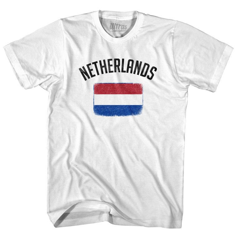 Netherlands Country Flag Heritage Adult Cotton T-shirt - White