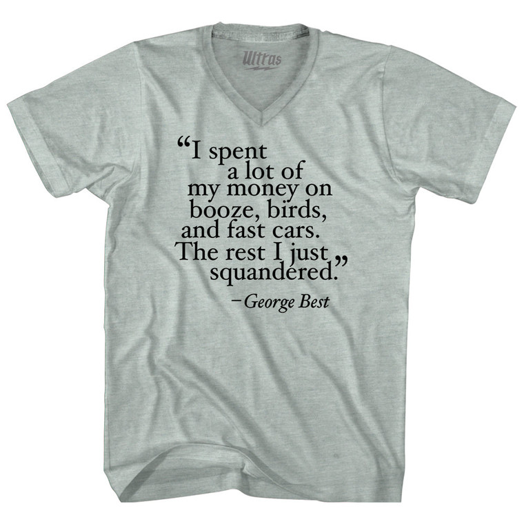 George Best Quote Soccer Adult Tri-Blend V-neck T-shirt - Athletic Cool Grey