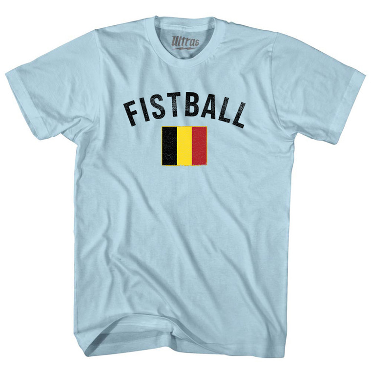 Belgium Fistball Country Flag Adult Cotton T-shirt - Light Blue