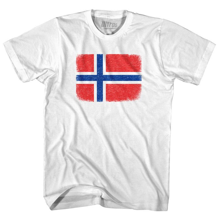Norway Country Flag Adult Cotton T-shirt - White
