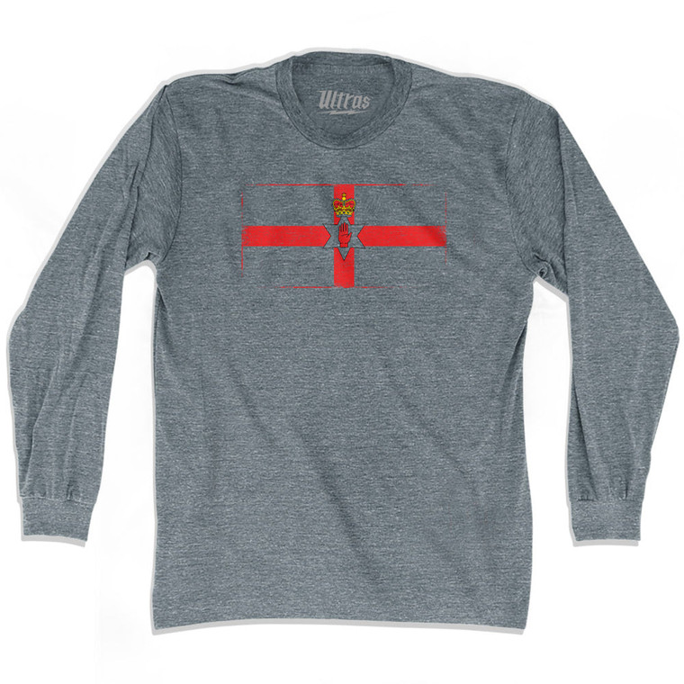 Northern Ireland Country Flag Adult Tri-Blend Long Sleeve T-shirt - Athletic Grey
