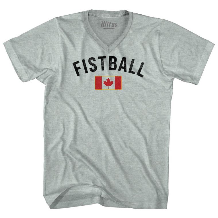 Canada Fistball Country Flag Adult Tri-Blend V-neck T-shirt - Athletic Cool Grey