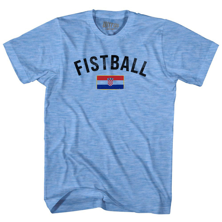 Croatia Fistball Country Flag Adult Tri-Blend T-shirt - Athletic Blue