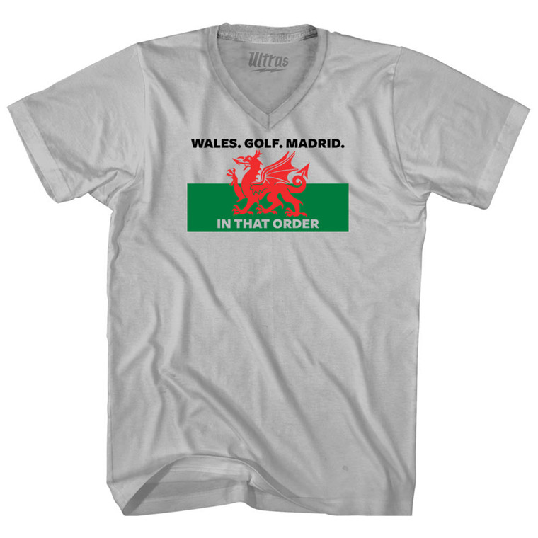 Wales Golf Madrid Adult Tri-Blend V-neck T-shirt - Cool Grey