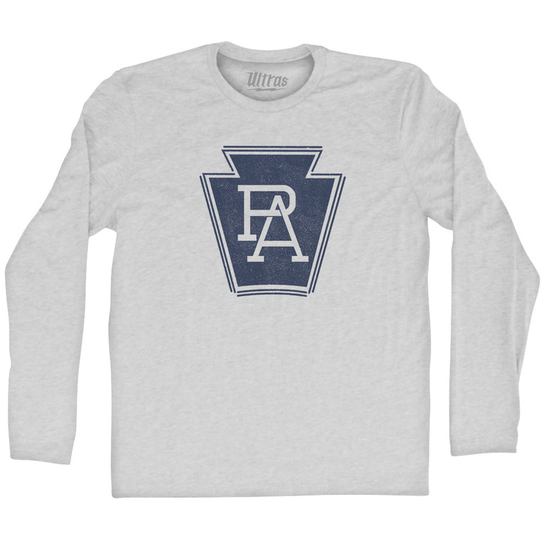 Pennsylvania PA Crest Adult Cotton Long Sleeve T-shirt - Grey Heather