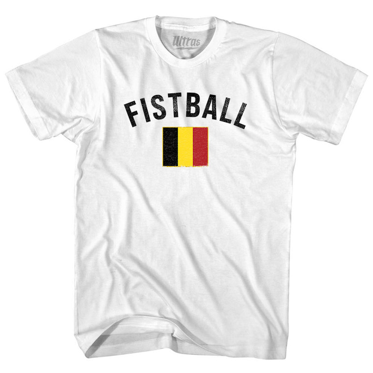 Belgium Fistball Country Flag Adult Cotton T-shirt - White