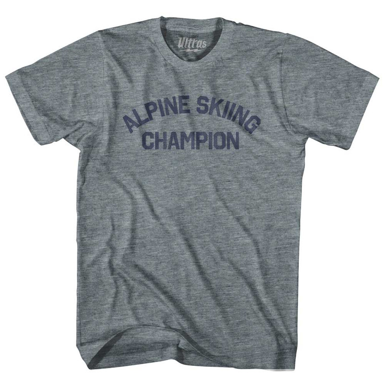 Alpine Skiing Champion Adult Tri-Blend T-shirt - Athletic Grey