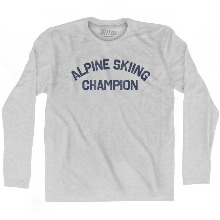 Alpine Skiing Champion Adult Cotton Long Sleeve T-shirt - Grey Heather