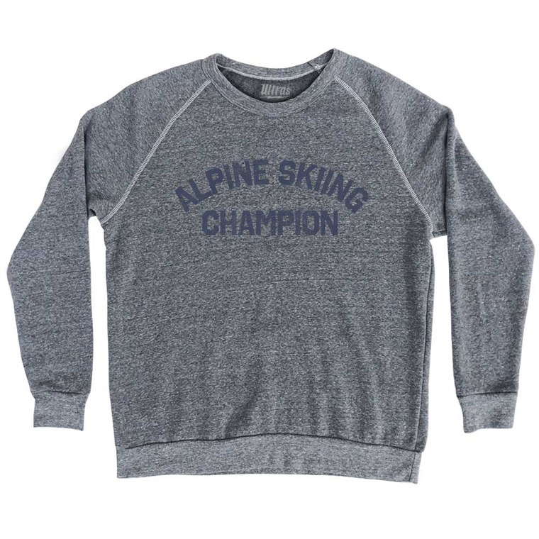 Alpine Skiing Champion Adult Tri-Blend Sweatshirt - Athletic Grey