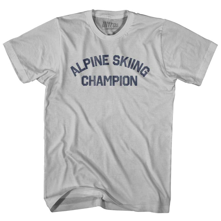 Alpine Skiing Champion Adult Cotton T-shirt - Cool Grey
