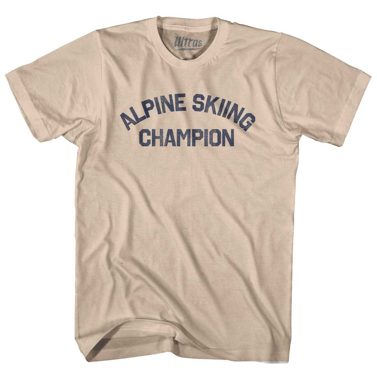 Alpine Skiing Champion Adult Cotton T-shirt - Creme