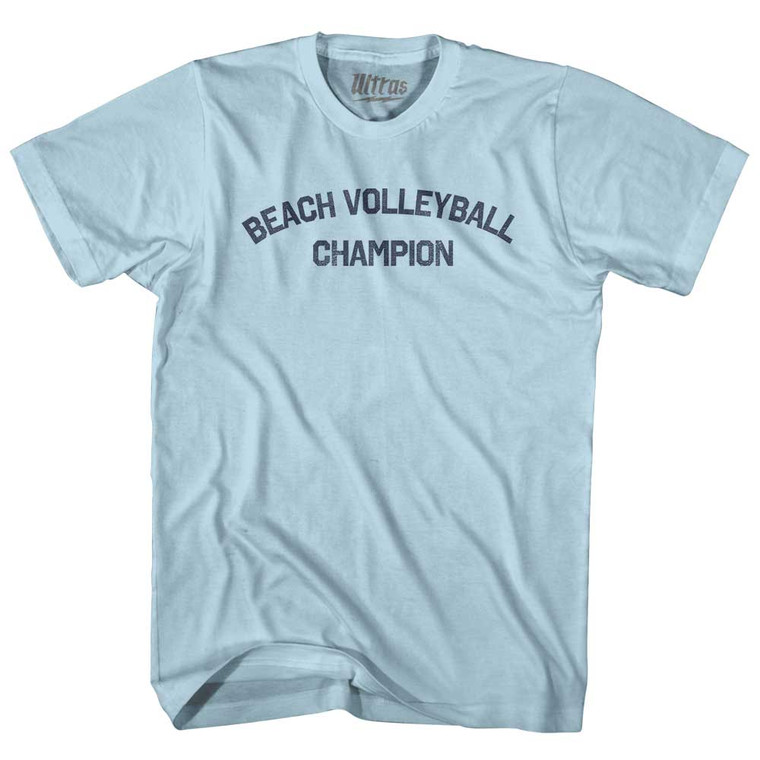 Beach Volleyball Champion Adult Cotton T-shirt - Light Blue