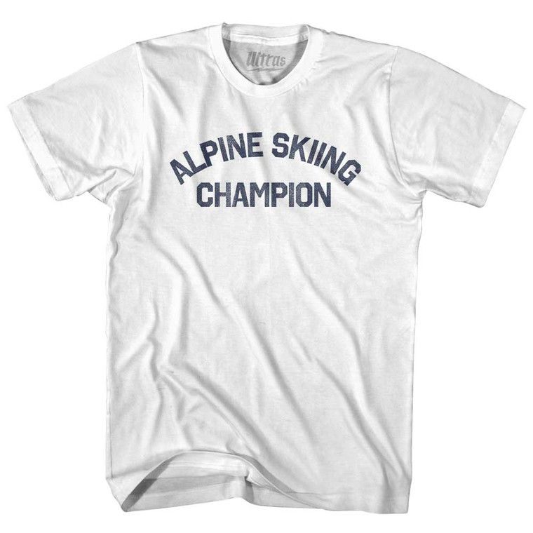 Alpine Skiing Champion Adult Cotton T-shirt - White