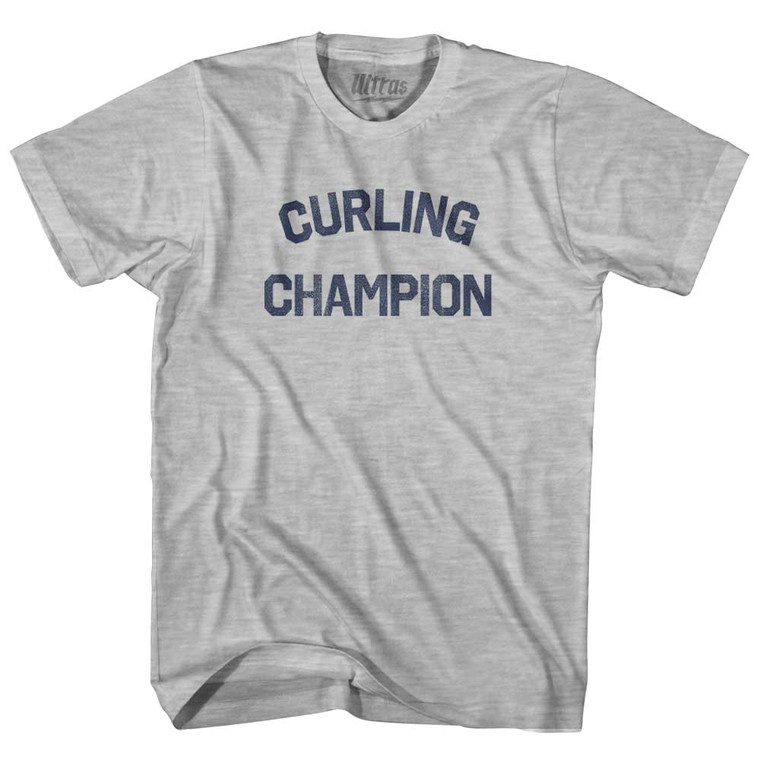 Curling Champion Womens Cotton Junior Cut T-Shirt - Grey Heather