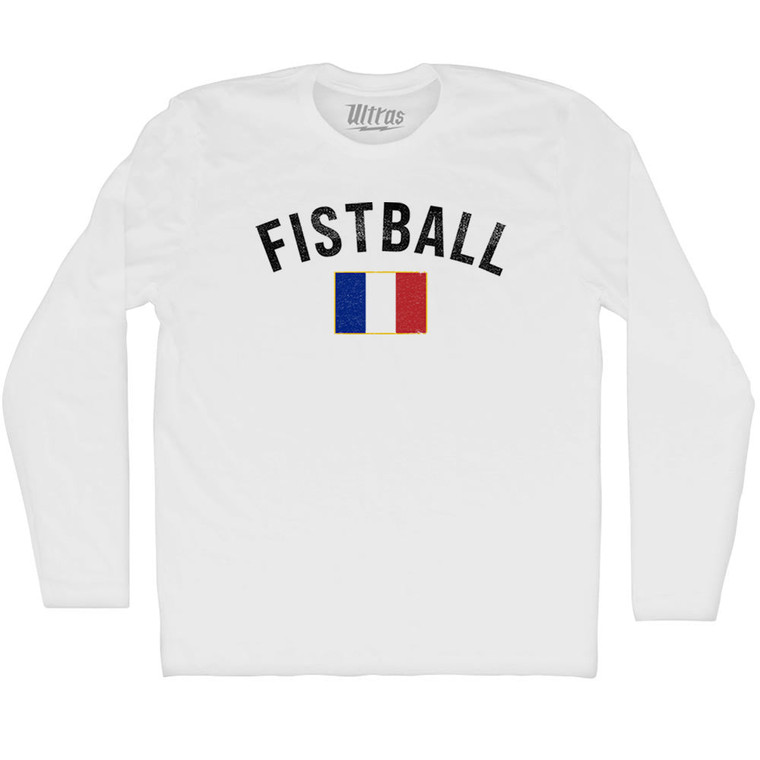 France Fistball Country Flag Adult Cotton Long Sleeve T-shirt - White