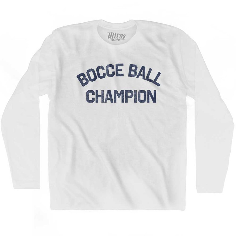 Bocce Ball Champion Adult Cotton Long Sleeve T-shirt - White