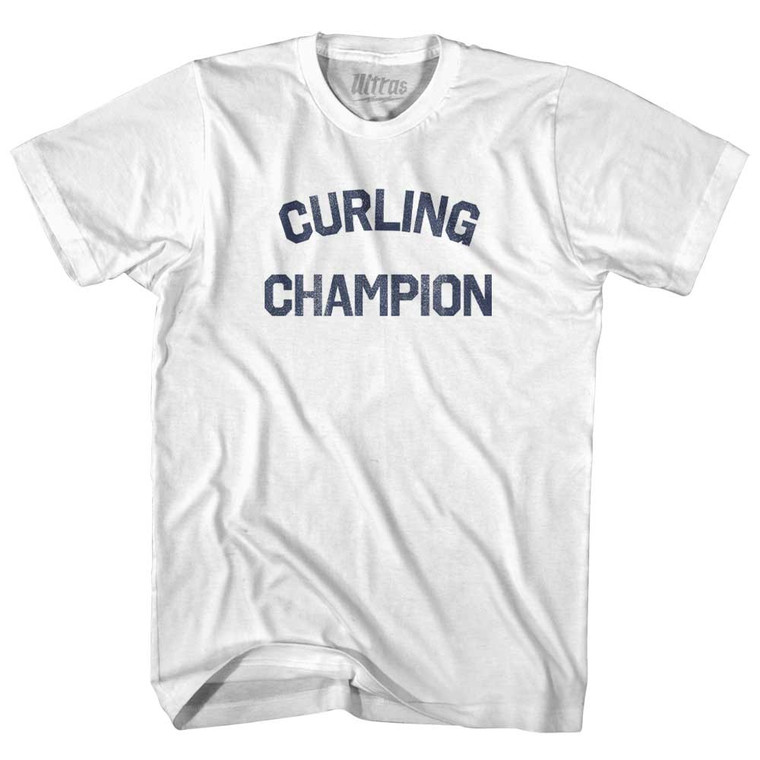 Curling Champion Youth Cotton T-shirt - White