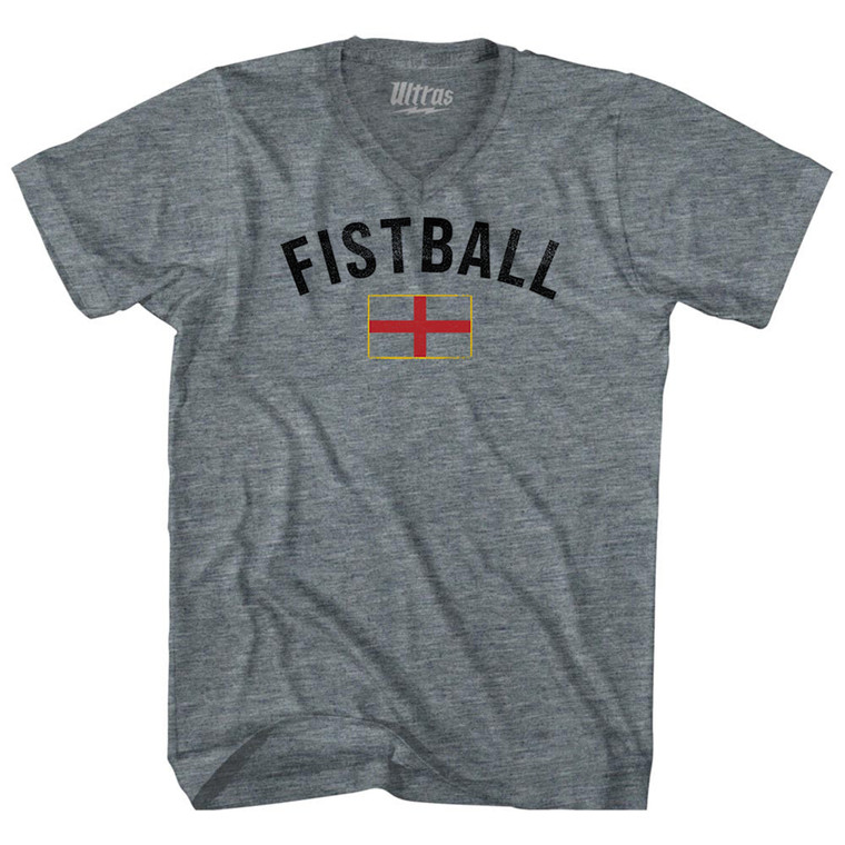 England Fistball Country Flag Tri-Blend V-neck Womens Junior Cut T-shirt - Athletic Grey