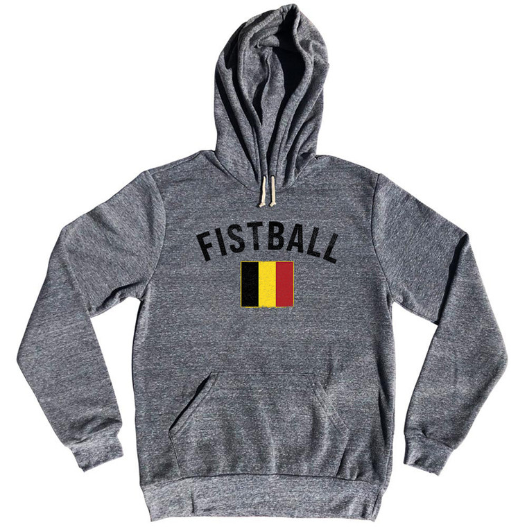 Belgium Fistball Country Flag Tri-Blend Hoodie - Athletic Grey