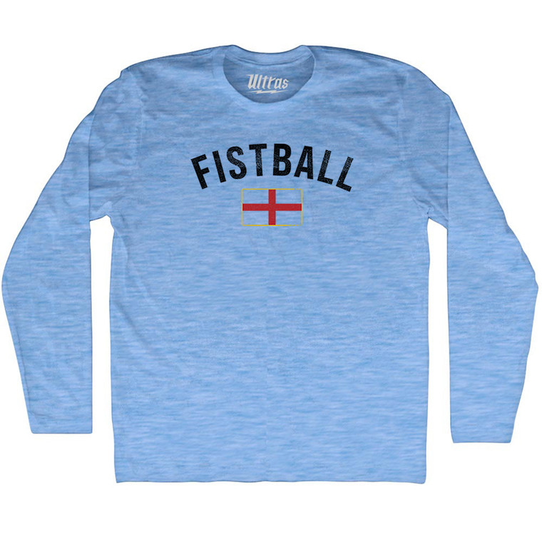 England Fistball Country Flag Adult Tri-Blend Long Sleeve T-shirt - Athletic Blue