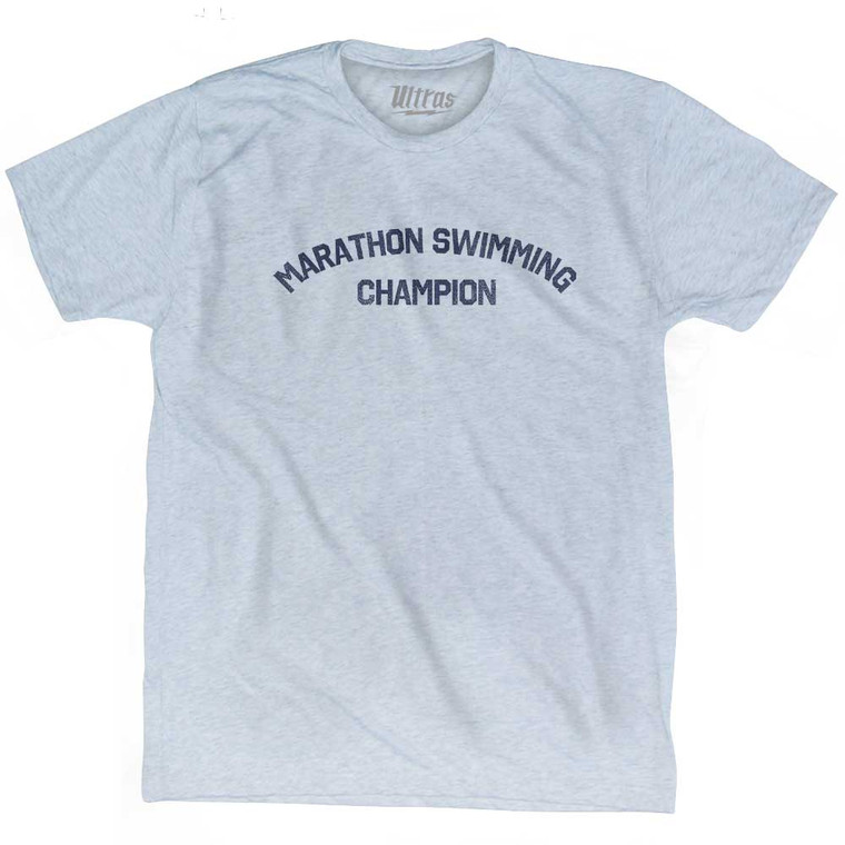 Marathon Swimming Champion Adult Tri-Blend T-shirt - Athletic White