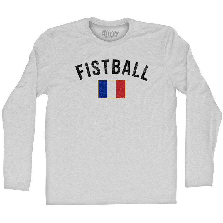 France Fistball Country Flag Adult Cotton Long Sleeve T-shirt - Grey Heather