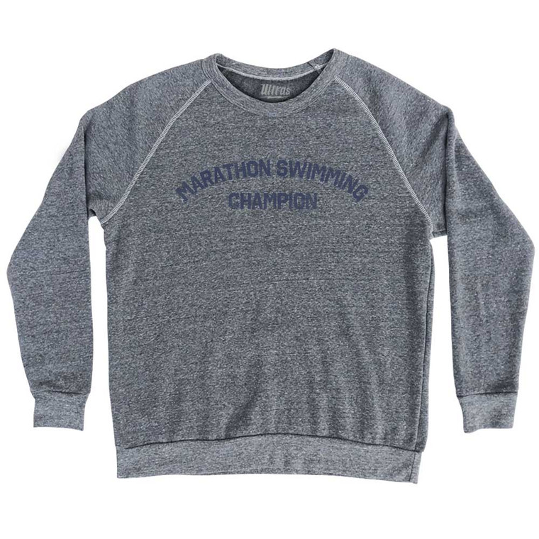 Marathon Swimming Champion Adult Tri-Blend Sweatshirt - Athletic Grey