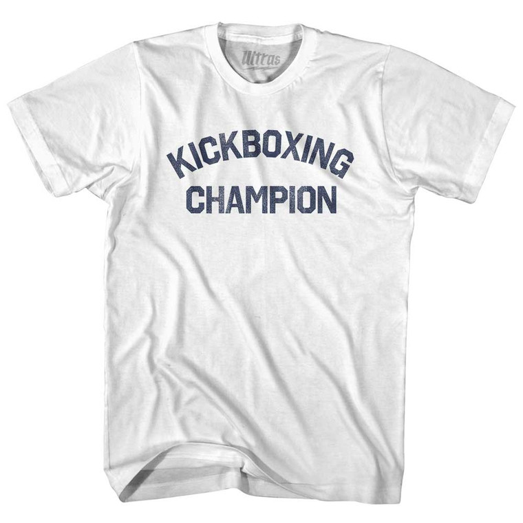 Kickboxing Champion Womens Cotton Junior Cut T-Shirt - White Kickboxing Champion Womens Cotton Junior Cut T-Shirt - White