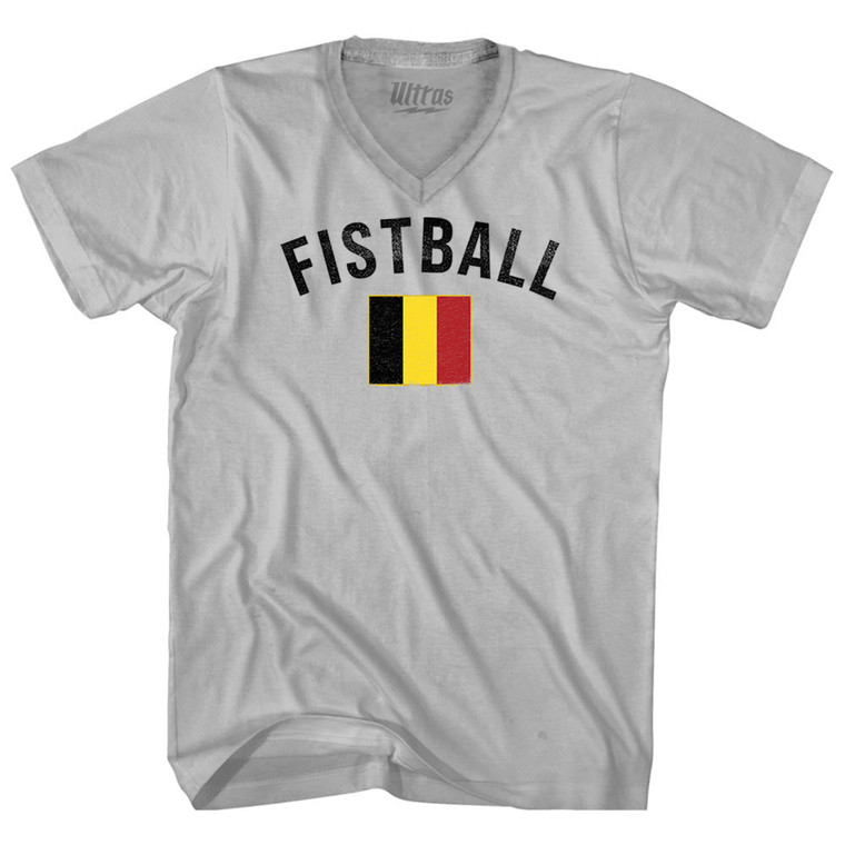 Belgium Fistball Country Flag Adult Tri-Blend V-neck T-shirt - Cool Grey