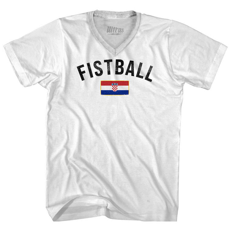 Croatia Fistball Country Flag Adult Tri-Blend V-neck T-shirt - White