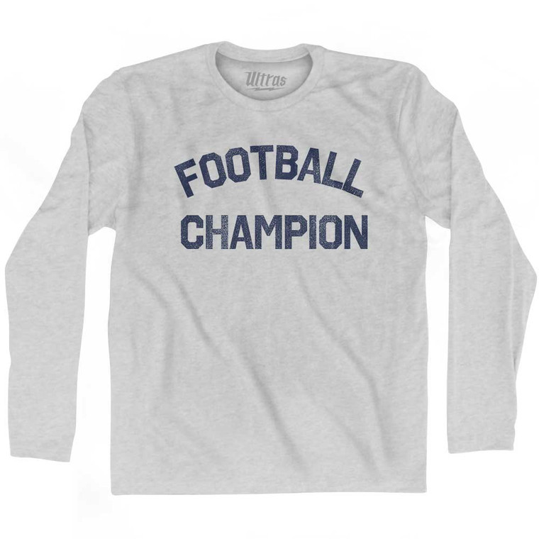 Football Champion Adult Cotton Long Sleeve T-shirt - Grey Heather