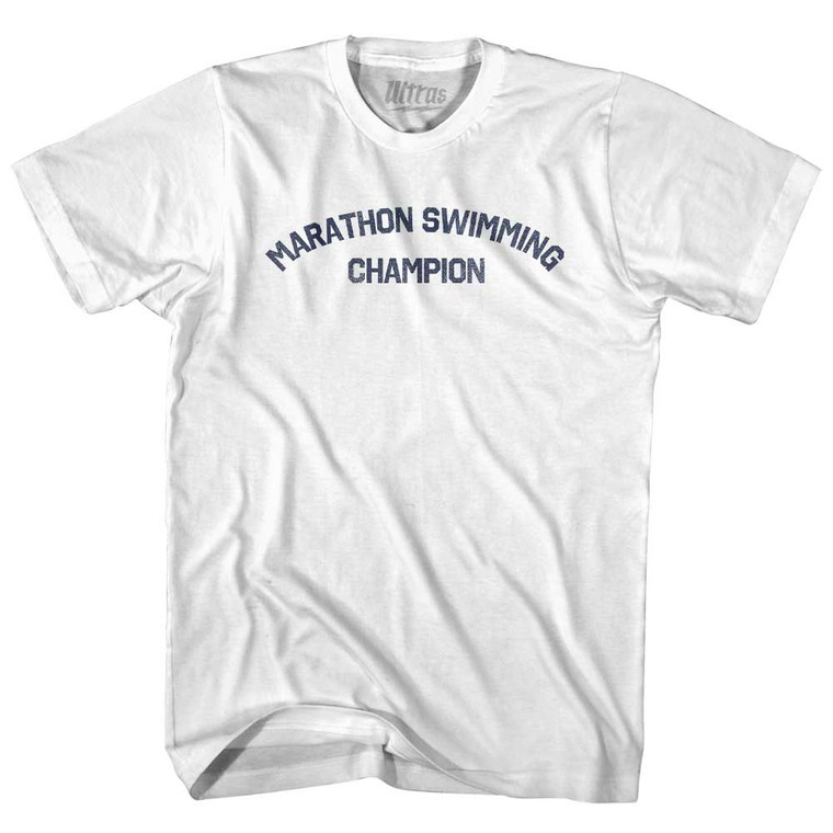 Marathon Swimming Champion Adult Cotton T-shirt - White