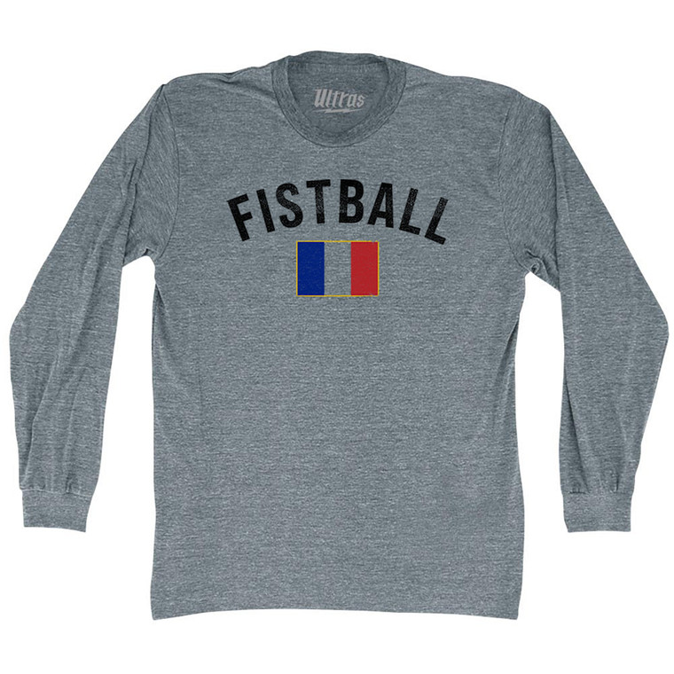 France Fistball Country Flag Adult Tri-Blend Long Sleeve T-shirt - Athletic Grey