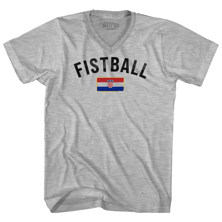 Croatia Fistball Country Flag Adult Cotton V-neck T-shirt - Grey Heather