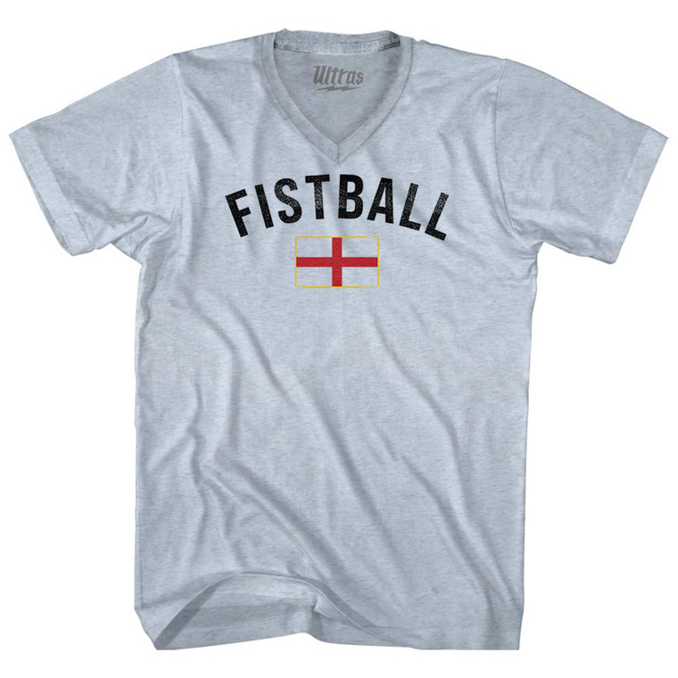 England Fistball Country Flag Adult Tri-Blend V-neck T-shirt - Athletic White