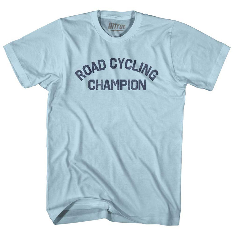 Road Cycling Champion Adult Cotton T-shirt - Light Blue