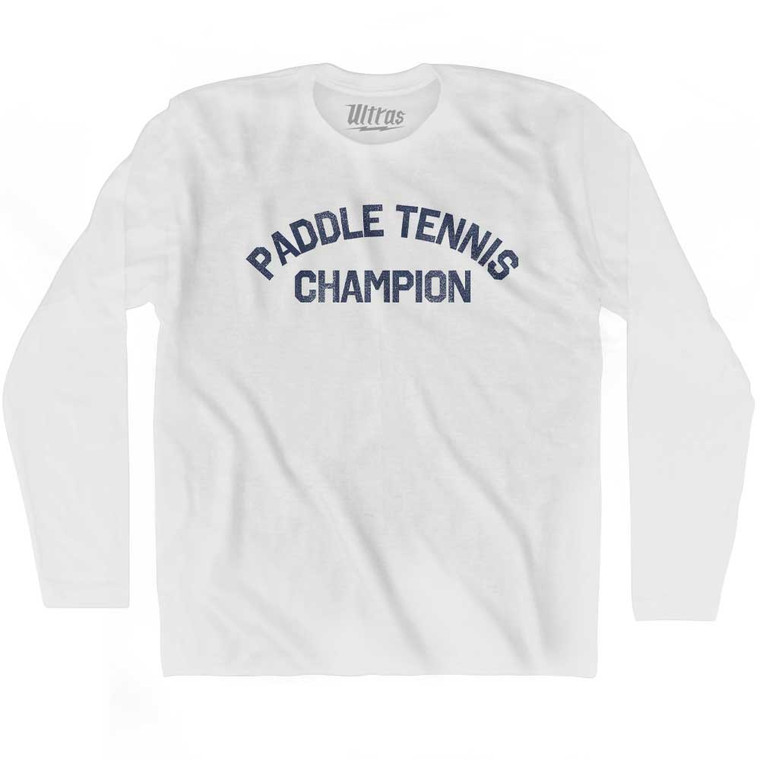 Paddle Tennis Champion Adult Cotton Long Sleeve T-shirt - White