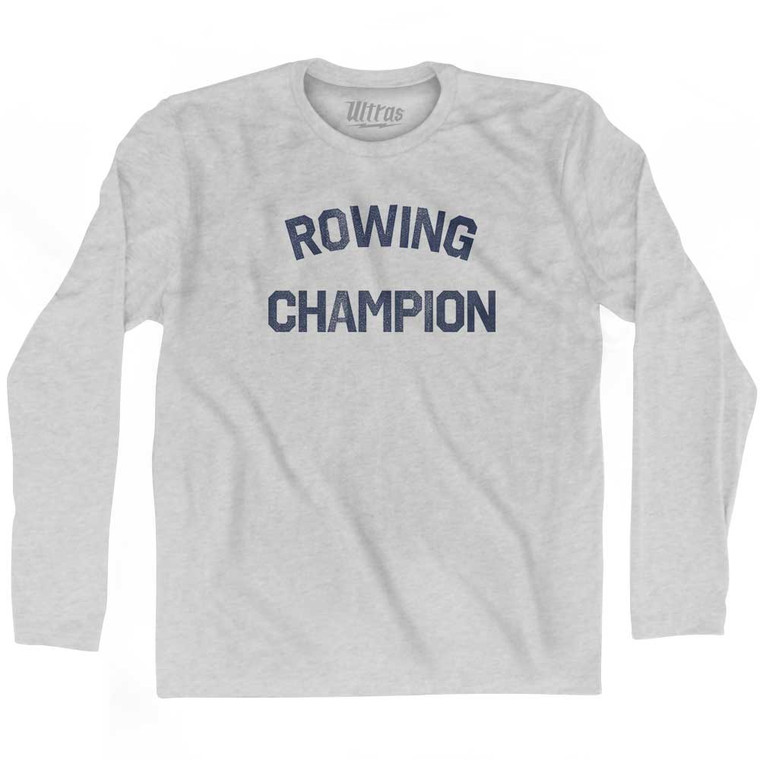 Rowing Champion Adult Cotton Long Sleeve T-shirt - Grey Heather