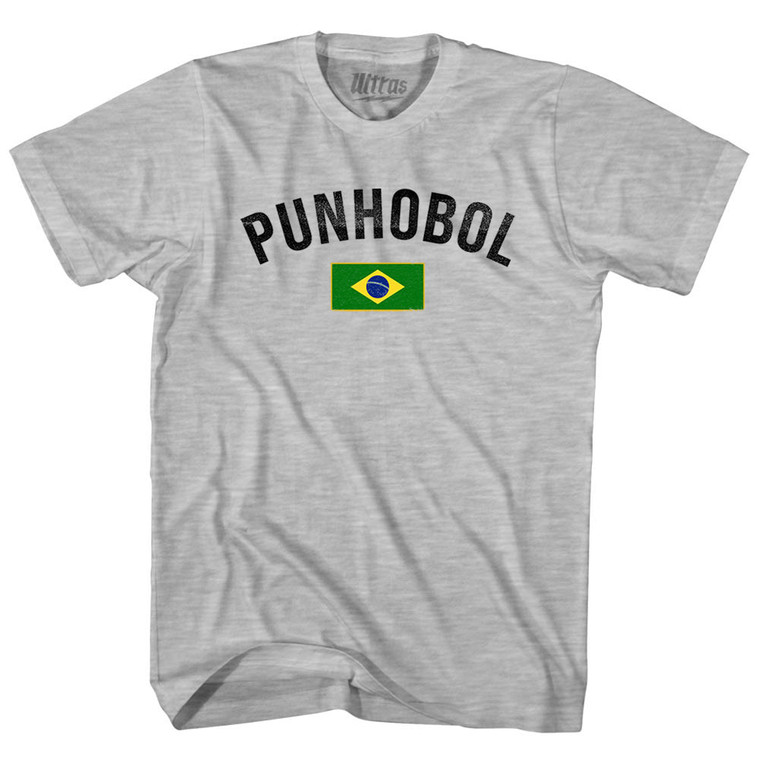 Brazil Punhobol Country Flag Youth Cotton T-shirt - Grey Heather