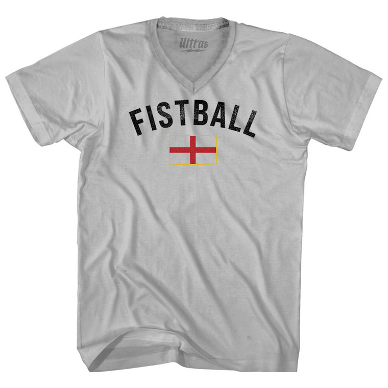 England Fistball Country Flag Adult Tri-Blend V-neck T-shirt - Cool Grey
