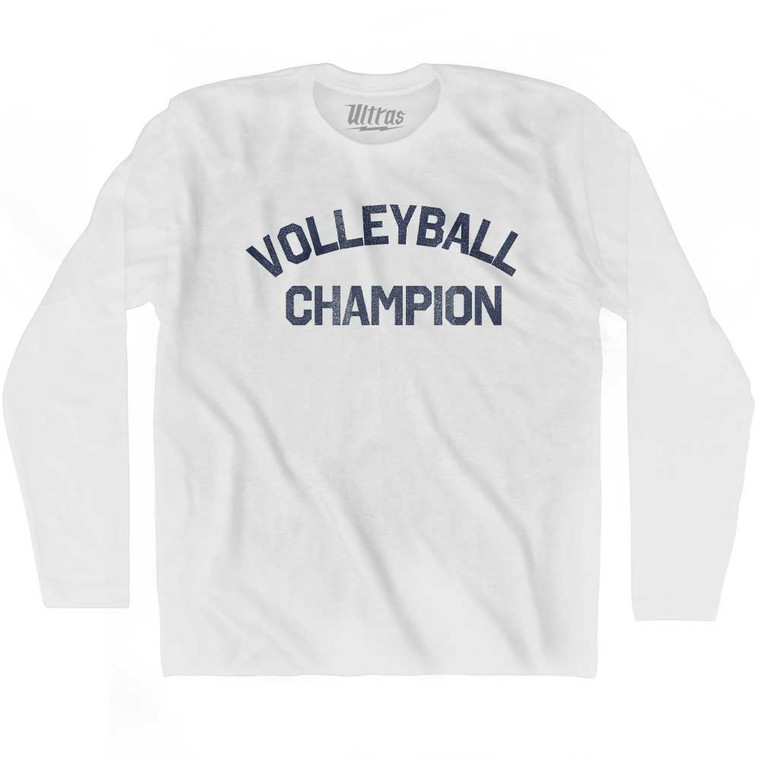 Volleyball Champion Adult Cotton Long Sleeve T-shirt - White