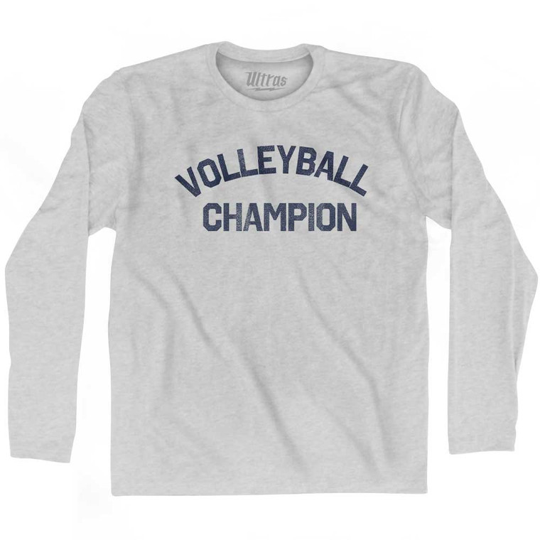 Volleyball Champion Adult Cotton Long Sleeve T-shirt - Grey Heather