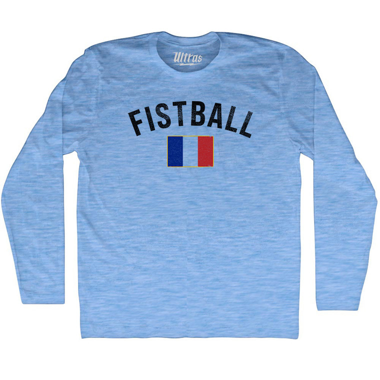 France Fistball Country Flag Adult Tri-Blend Long Sleeve T-shirt - Athletic Blue